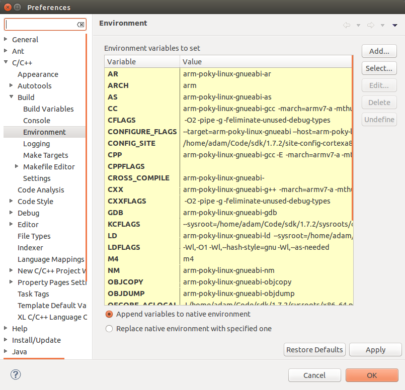 Eclipse Yocto Environments