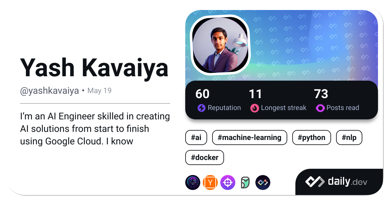 Yash Kavaiya's Dev Card