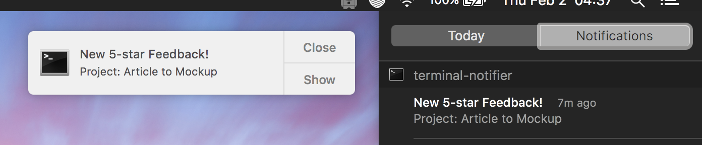 Desktop notifications on a Mac