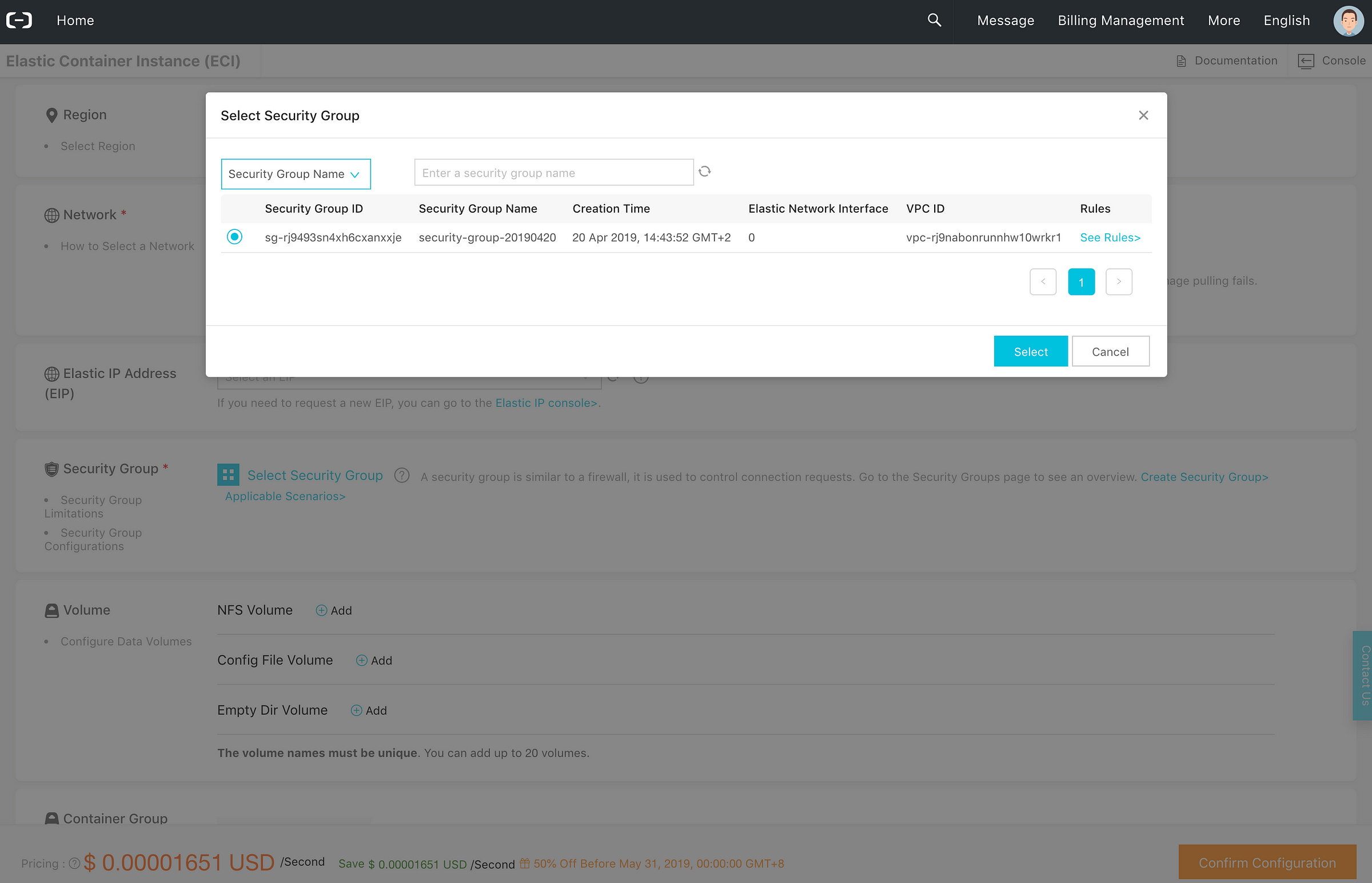 Alibaba Cloud — LTO node — Back to the ECI configuration