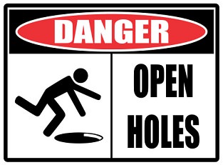 "Open holes" sign