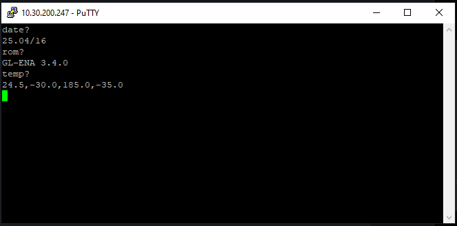 PuTTY input commands and output responses