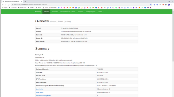 Overview about the cluster