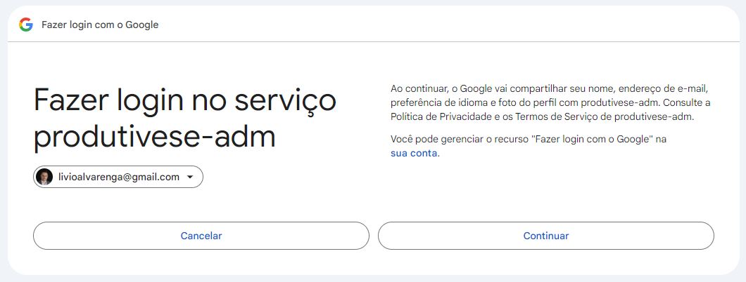 Toast de Sucesso de Login com Google