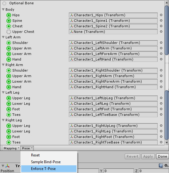 Enforce T-pose, check the bones