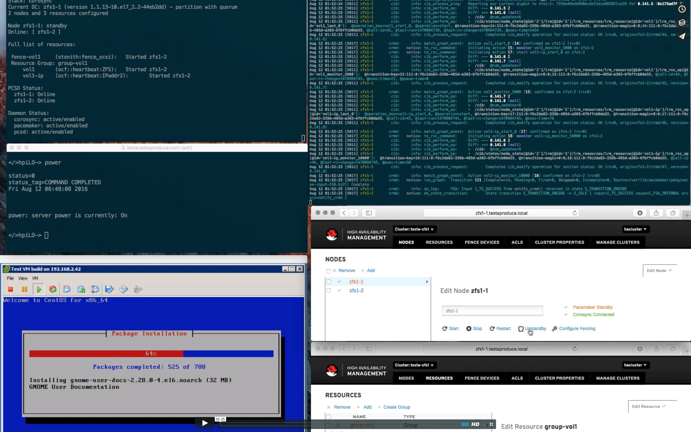 ZFS HA Cluster failover examples under VMware