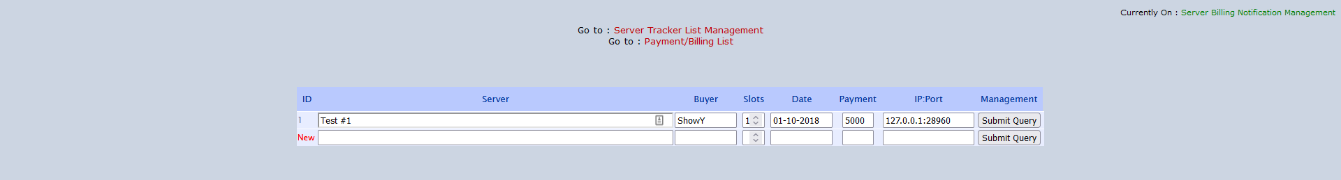 Server billing management