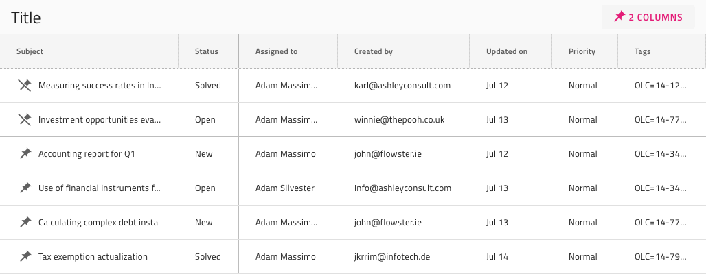 Grid with a template in the first column adding an icon to the left of the text