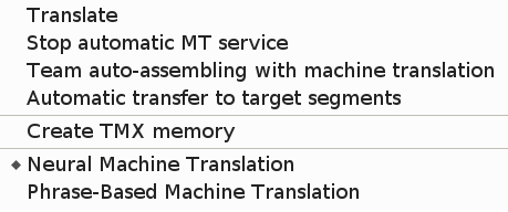 Google MT context menu