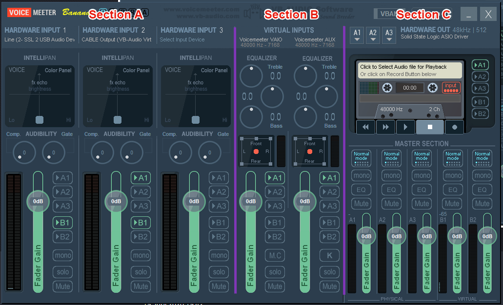 VoiceMeeter Banana settings