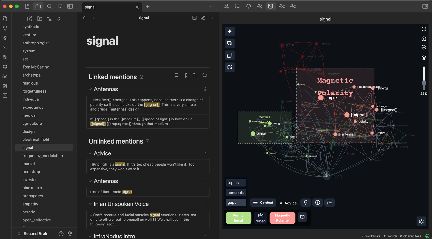 InfraNodus Obsidian plugin screenshot