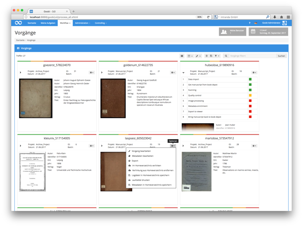 Goobi 3.0 - Neuer Gridview für Vorgänge mit Workflowdetails