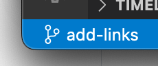 add-links branch shown in VS Code