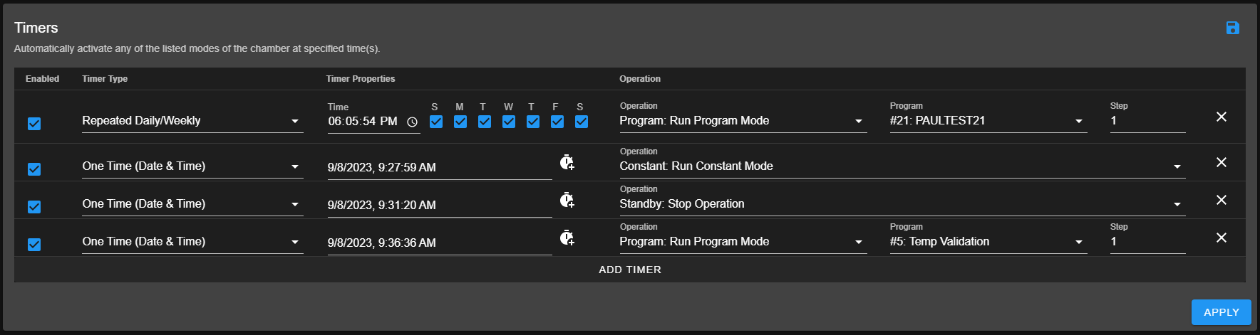 Multiple sequential timer oeprations