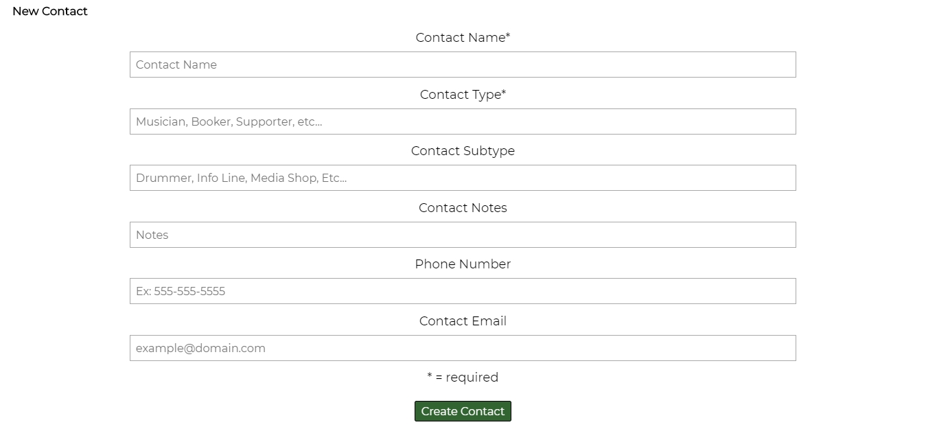 New Contact Form