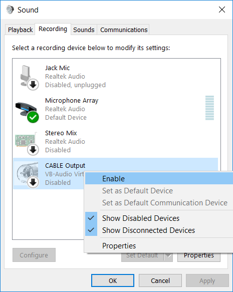 VBCable Configuration