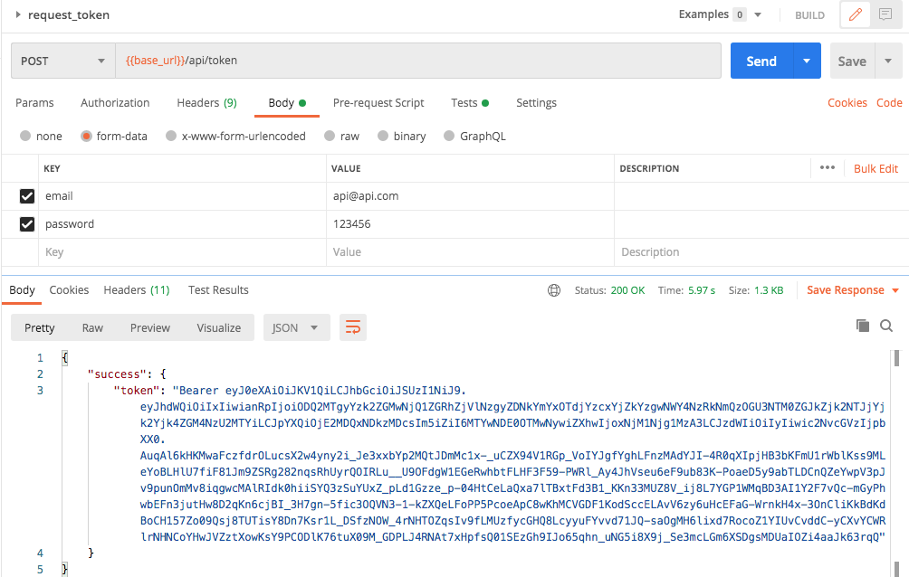 Example for token request