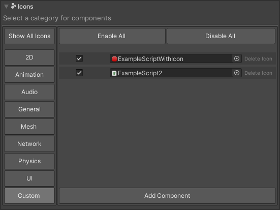 Component/Icon Settings