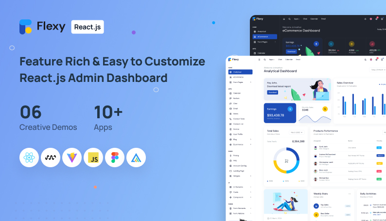 Flexy React Material Dashboard Demo Screenshot