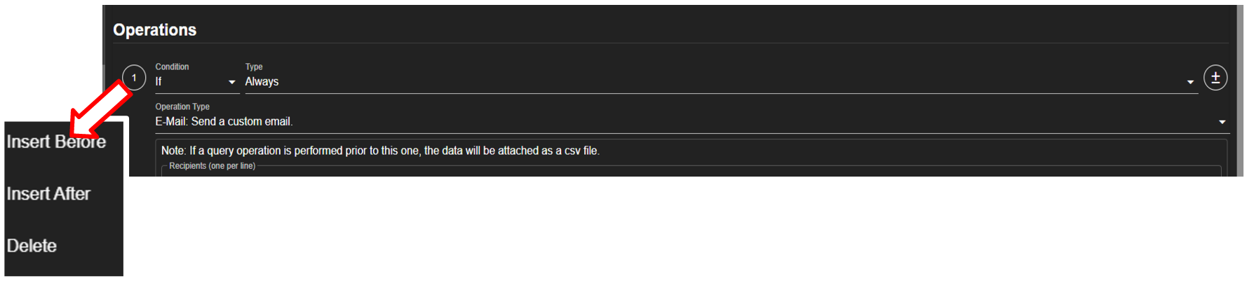 Inserting additional step of trigger operation
