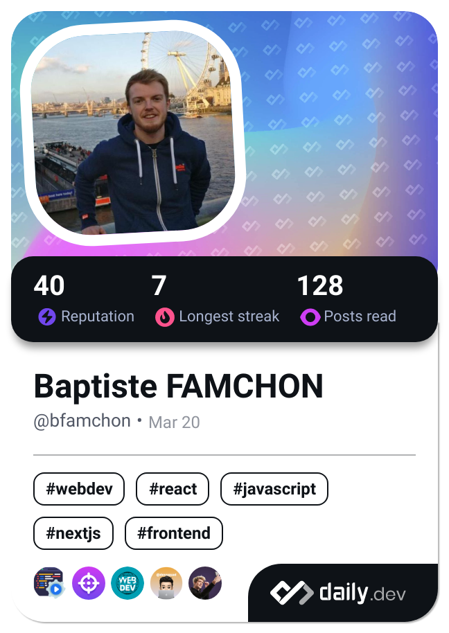 Baptiste FAMCHON's Dev Card