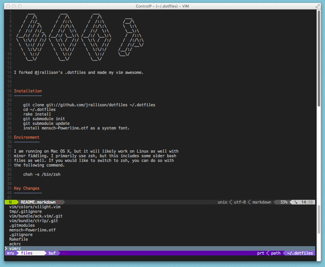 Screenshot of my vim