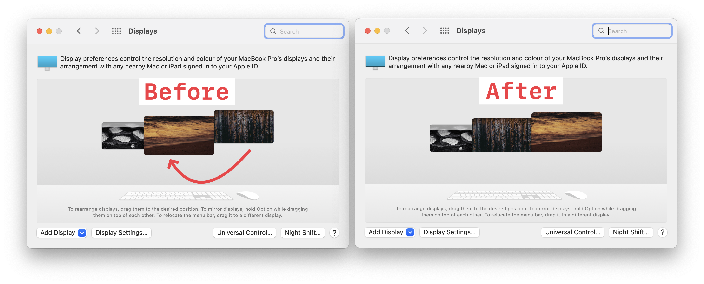 swap monitor layout in Display preferences