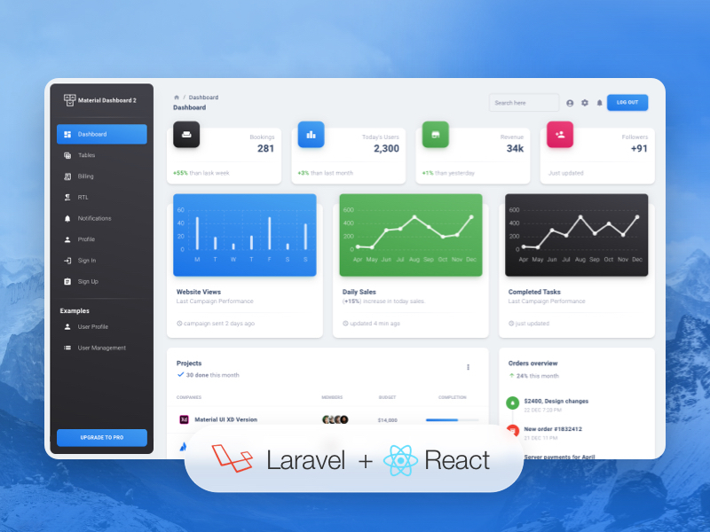 Material Dashboard 2 React Laravel JSON:API