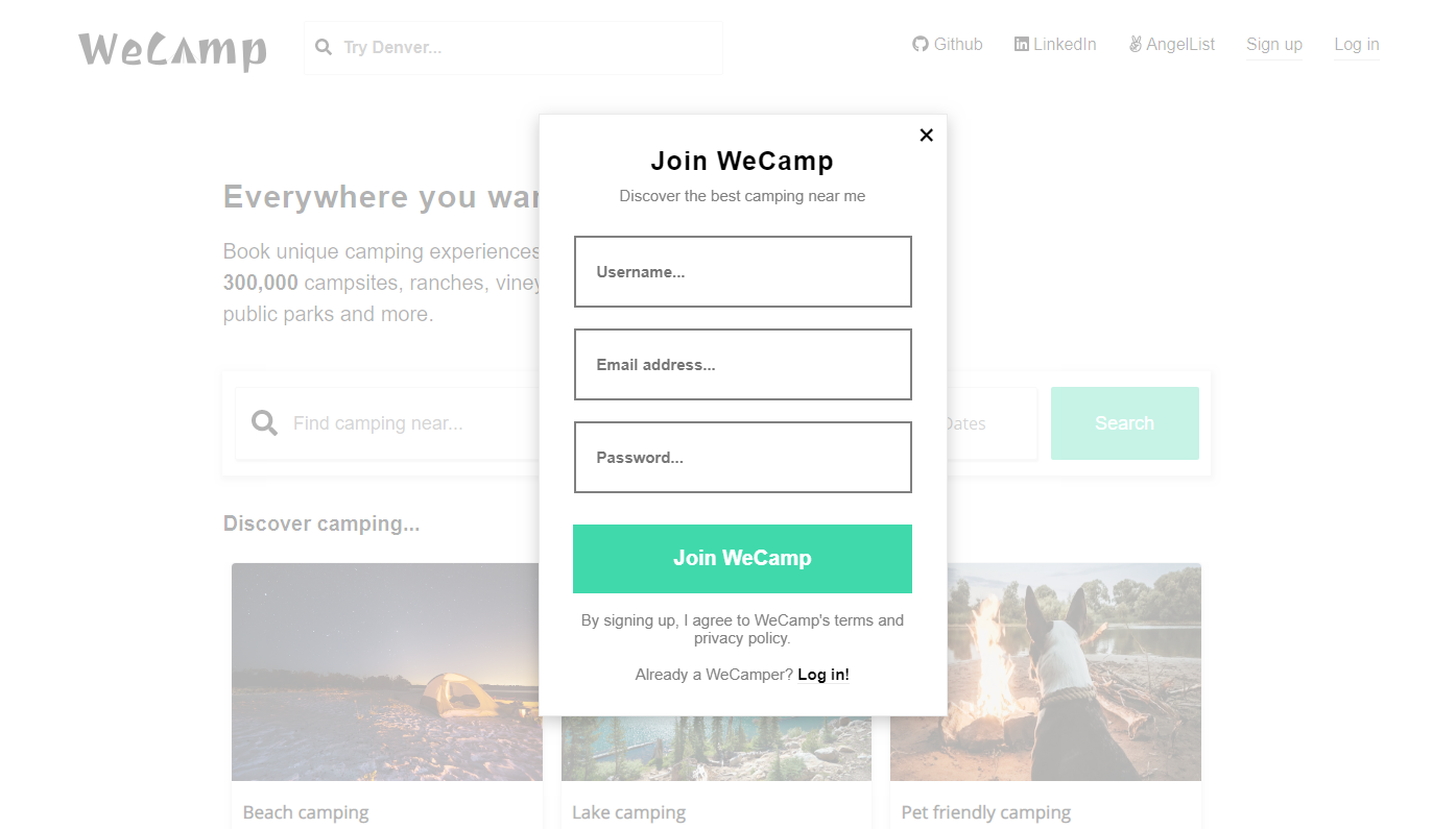 GitHub - uwgnol1612/WeCamp: WeCamp allows users to search, browse, make ...