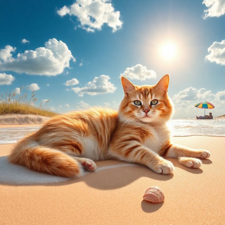 Cat on a Beach