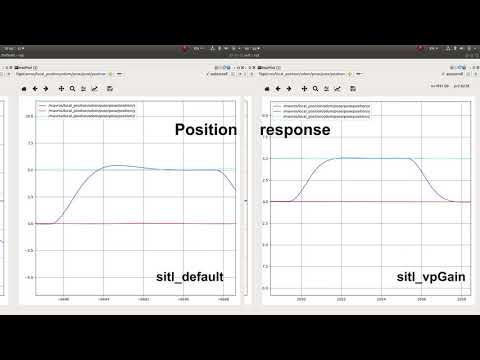 [px4 sitl] vel/pos response (w/, w/o gain tuning