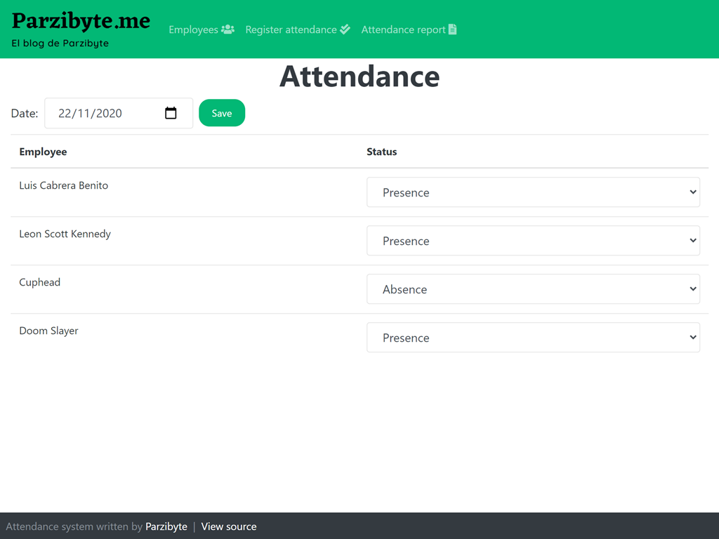Attendance system in PHP and MySQL