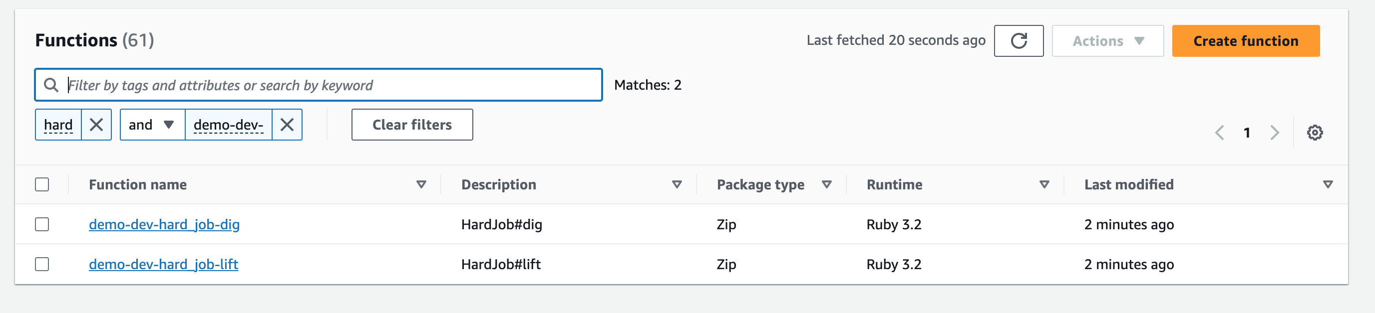 Jets Jobs in AWS Lambda Console