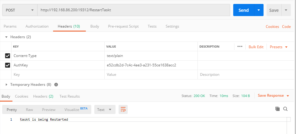 Sample Restart Call