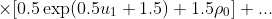  \times [0.5 \exp (0.5u_1+1.5) + 1.5 \rho_0]  + ... 