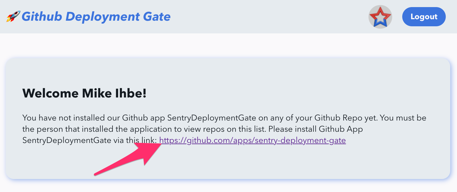 Empty state on github deployment gate application