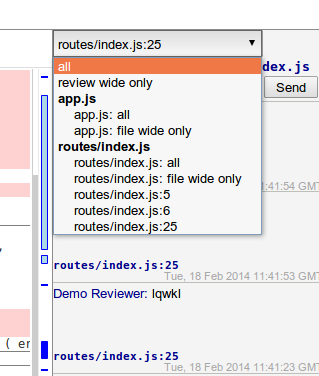 Right column displays a list of available comment threads and select comment thread