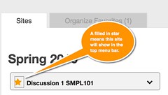 Star your site to have it show on the top menu bar