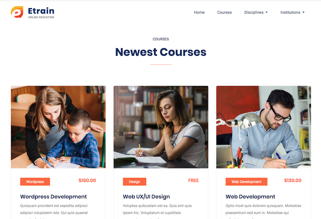 Laravel students courses list