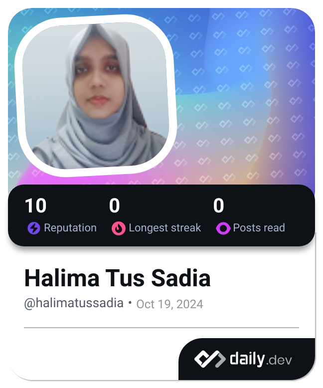 Halima Tus Sadia's Dev Card