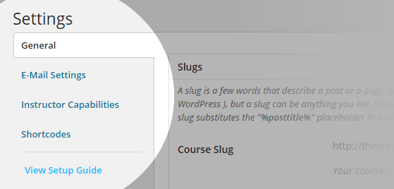 CoursePress - Settings sub-sections