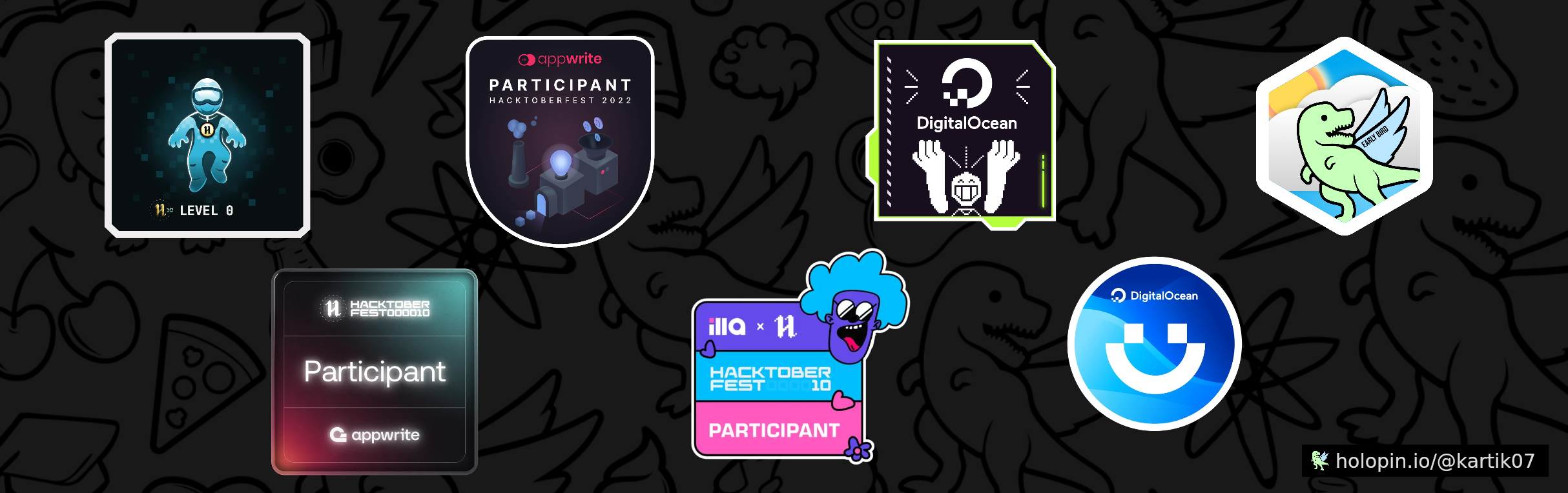 An image of @kartik07's Holopin badges, which is a link to view their full Holopin profile