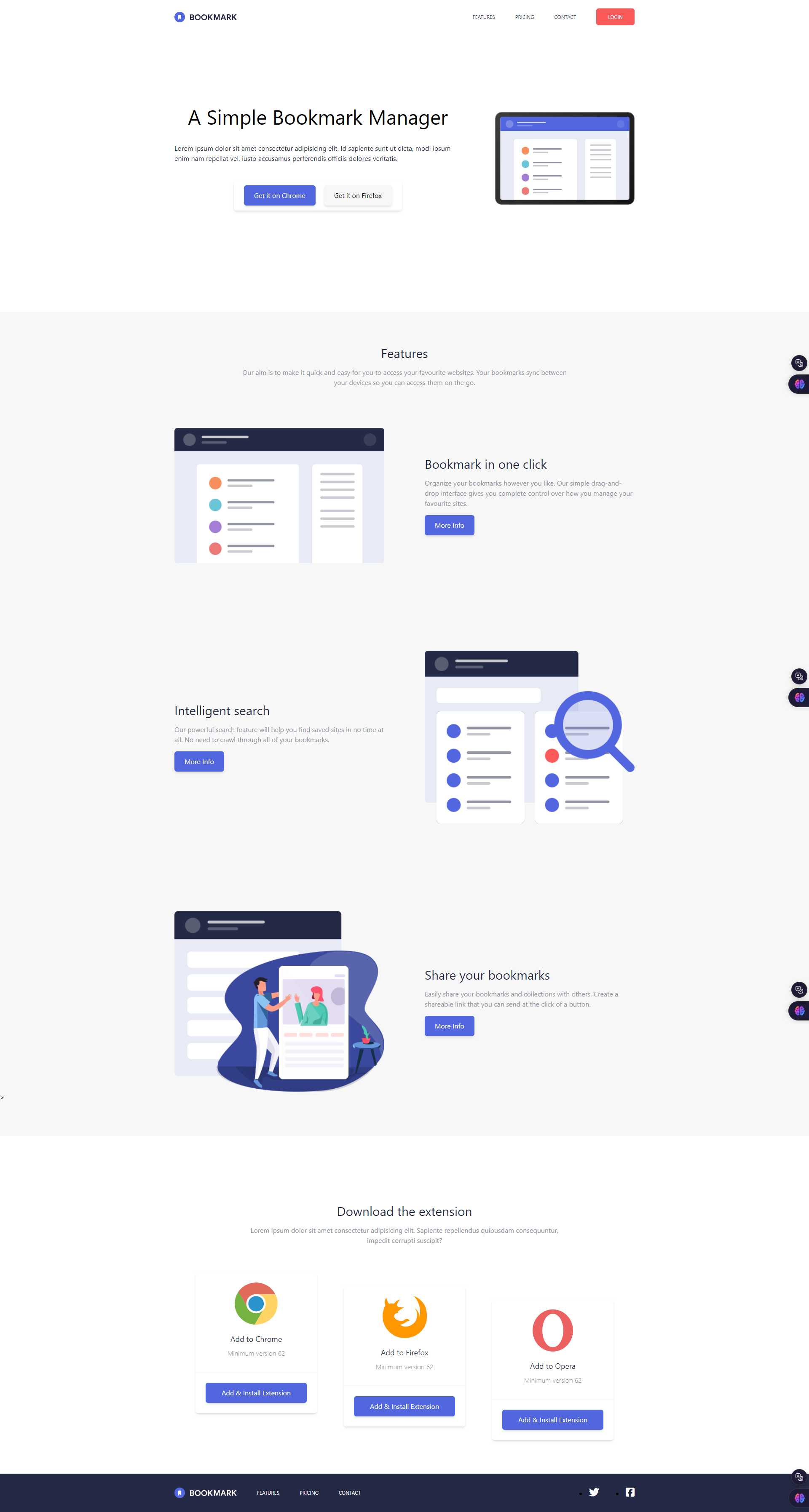 Bookmark landing Page