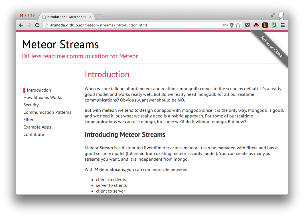 Meteor Streams - DB less realtime communication for meteor