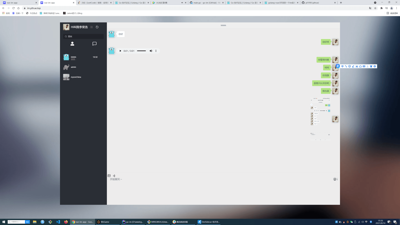 golang+vue3开发的一个im应用