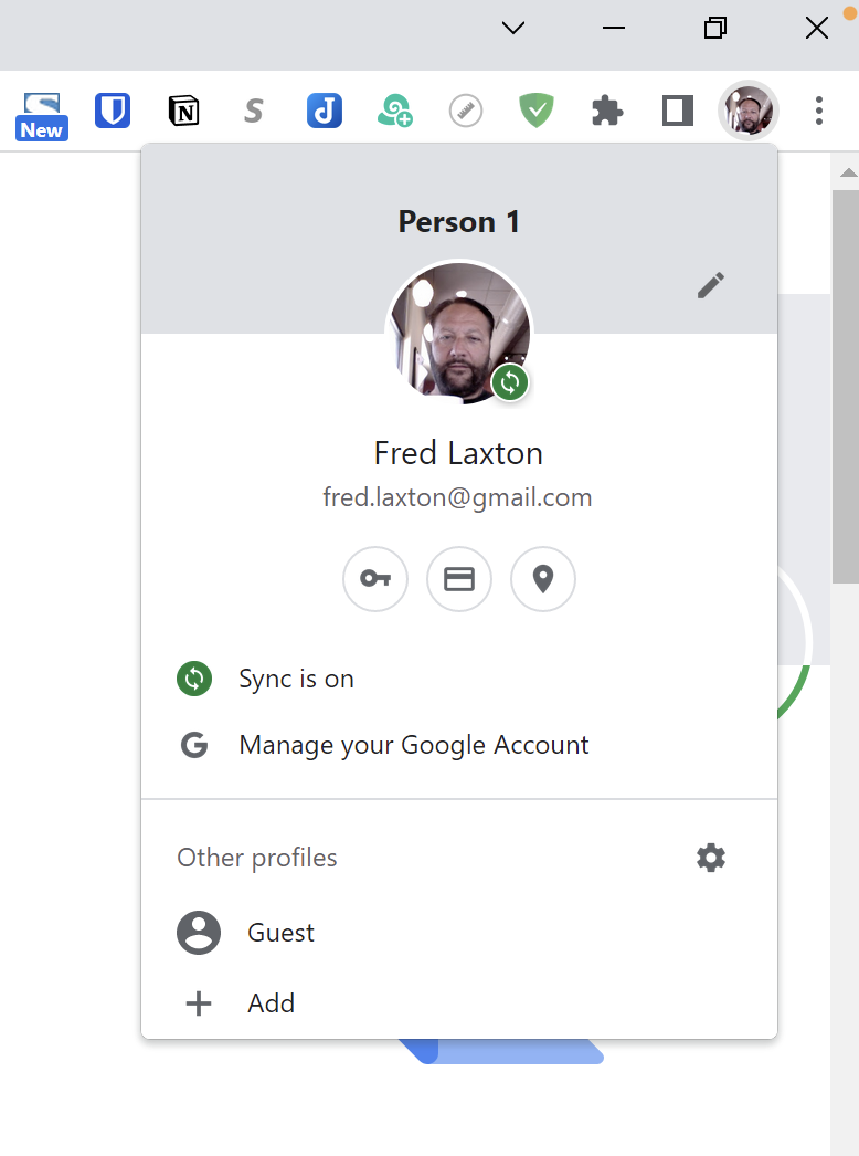 Profile on Chrome Windows