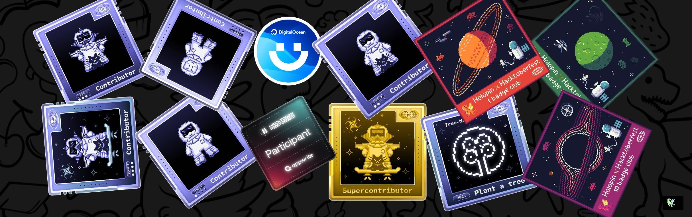 An image of @tcandra24's Holopin badges, which is a link to view their full Holopin profile