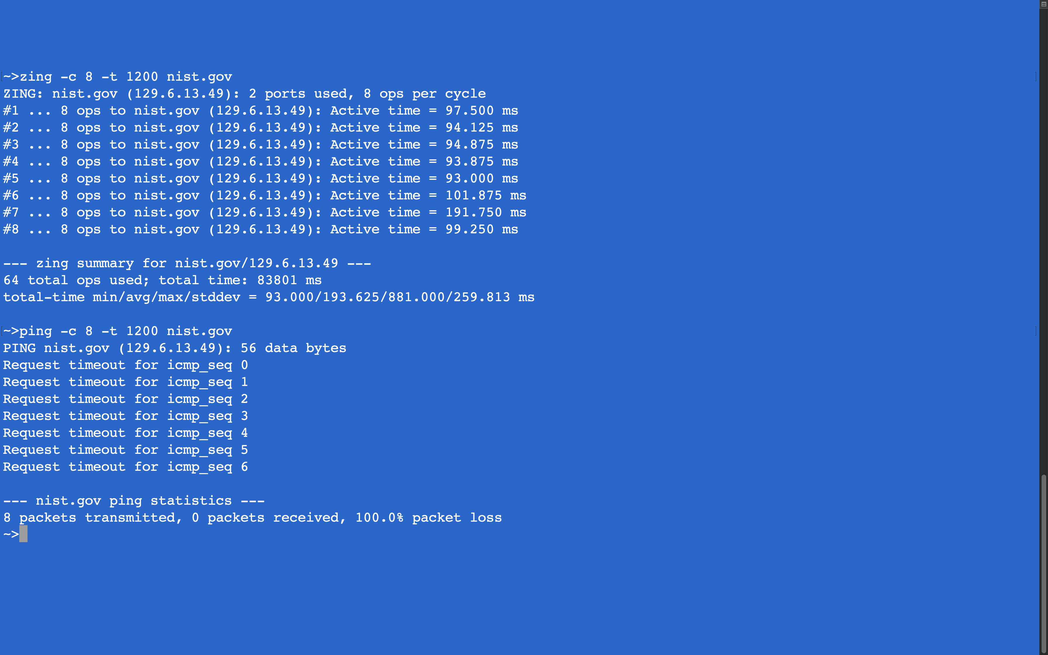 Ping TCP/IP v4 nist.gov