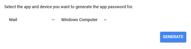 Generate a Mail and Windows Computer App Password