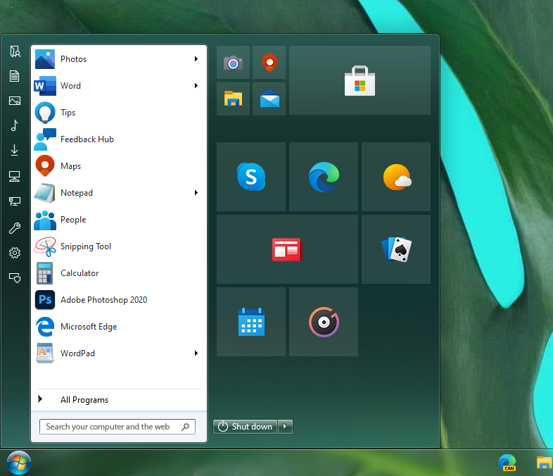 Win10 Start Menu on Win7 concept